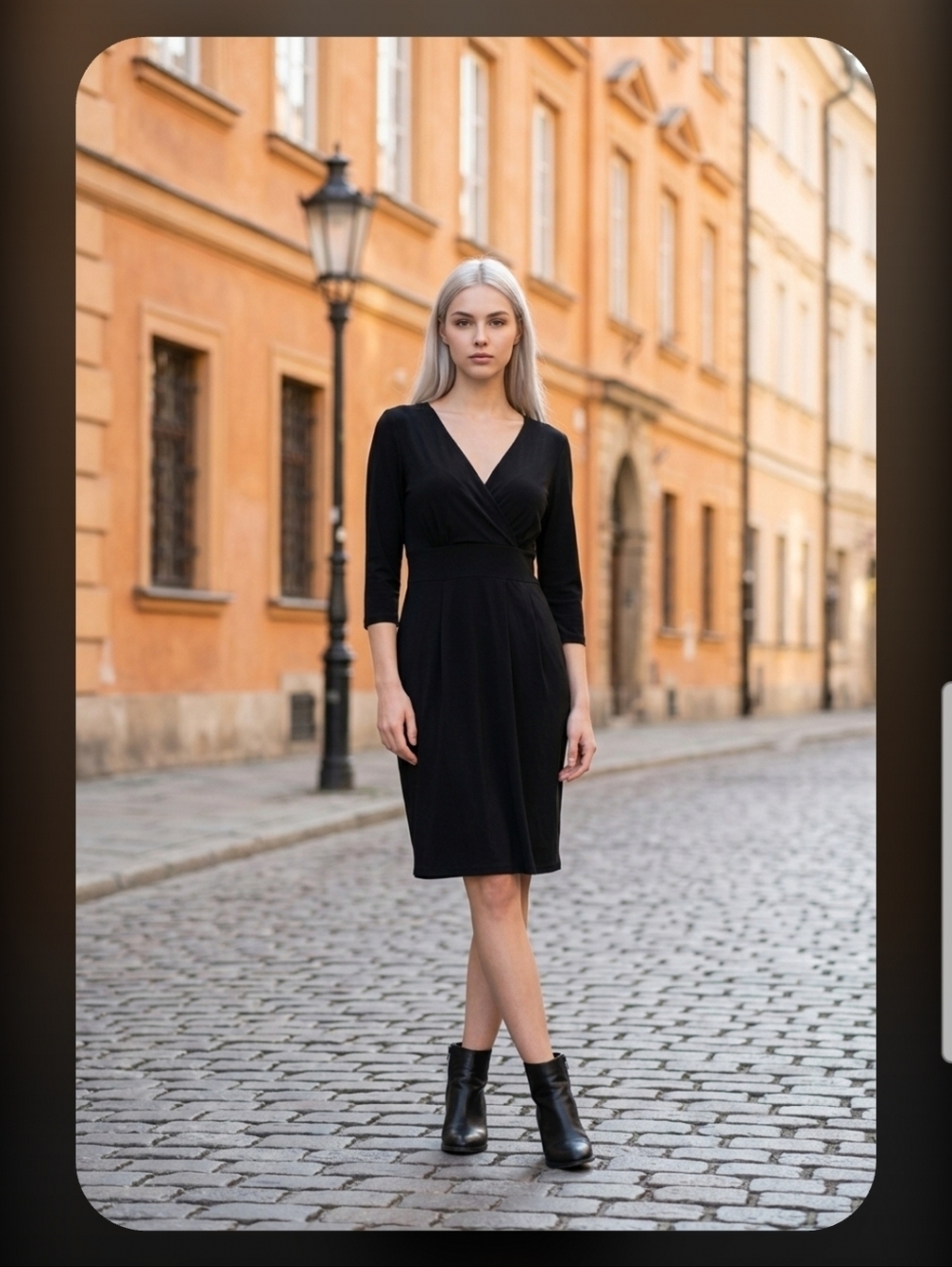 CLARA SUNWOO Black Vneck Long Sleeve Dress